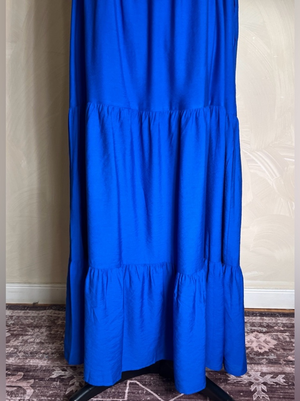 Nine West Women’s Flowy Smocked Back Blue Tiered Midi Minimalist Dress|Size:XXL - Picture 3 of 16